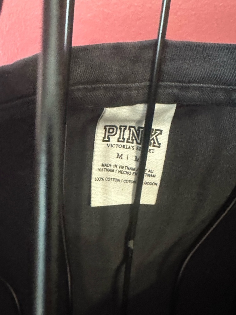 Victoria's Secret PINK Black Long-Sleeve Tee with Gold Sequin Logo - Picture 3 of 6